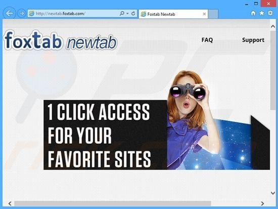 Website a promover o sequestrador de navegador search.foxtab.com 