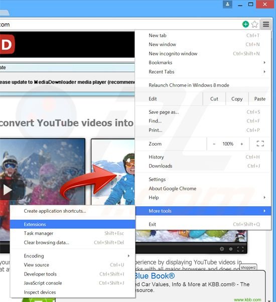 Removendo os anúncios HDtube do Google Chrome passo 1