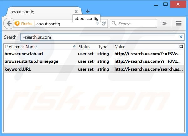 Removendo a página inicial i-search.us.com e motor de busca padrão do Mozilla Firefox