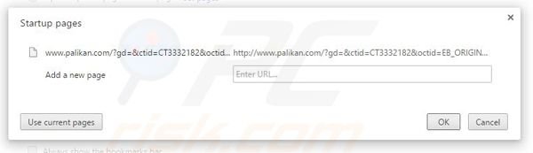 Removendo a página inicial palikan.com do Google Chrome