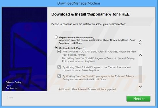 Instalador do adware Save Serp Now