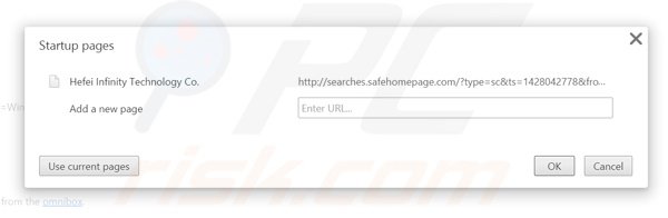 Removendo a página inicial searches.safehomepage.com do Google Chrome
