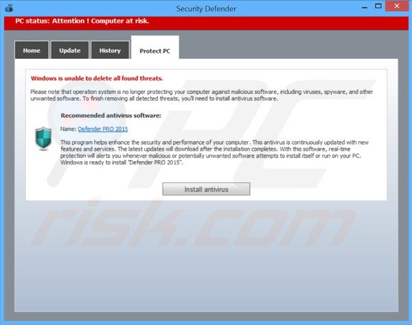 fraude security defender a promover defender pro 2015 programa antivírus inexistente