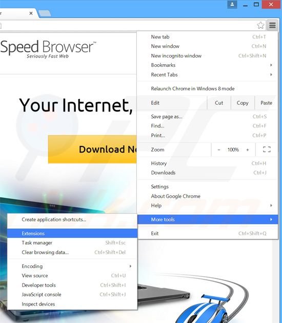 Removendo os anúncios Speed Browser do Google Chrome passo 1