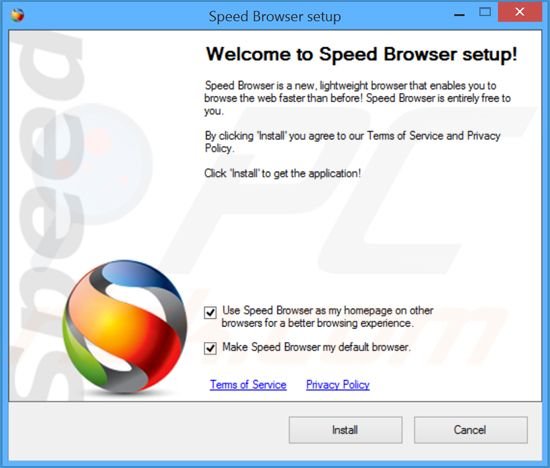 Instalador do adware Speed Browser