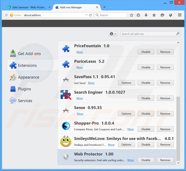  Removendo os anúncios Web Protector do Mozilla Firefox passo 2