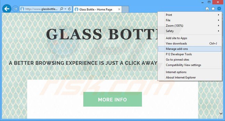 Removendo os anúncios glass bottle do Internet Explorer passo 1