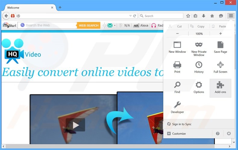 Removendo os anúncios HQ Video Pro do Mozilla Firefox passo 1