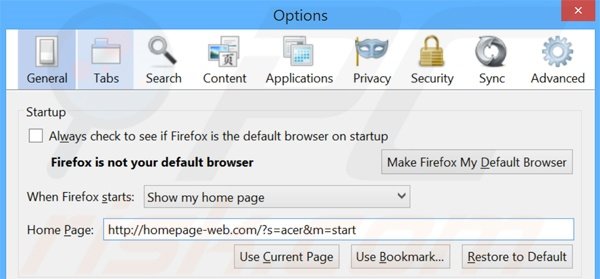  Removendo a página inicial homepage-web.com do Mozilla Firefox