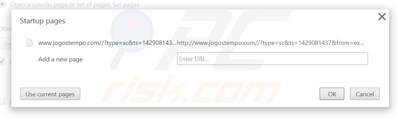 Removendo a página inicial jogostempo.com do Google Chrome