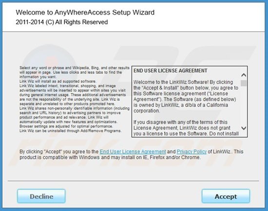 Instalador fraudulento usado na distribuição de LinkWiz