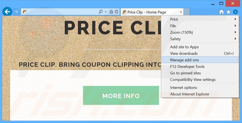 Removendo os anúncios Price Clip  do Internet Explorer passo 1