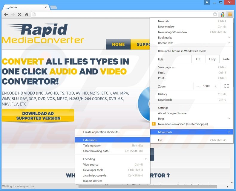 Removendo os anúncios Rapid Media Converter do Google Chrome passo 1