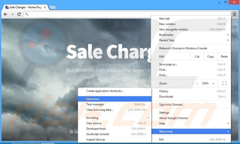 Removendo os anúncios Sale Charger do Google Chrome passo 1