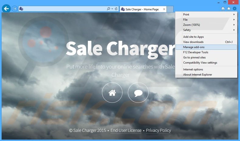 Removendo os anúncios Sale Charger do Internet Explorer passo 1
