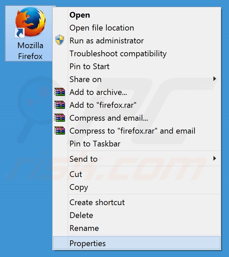 Removendo search.webssearches.com do atalho do Mozilla Firefox passo 1