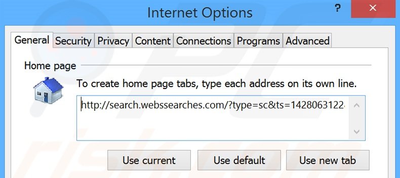 Removendo a página inicial search.webssearches.com do Internet Explorer