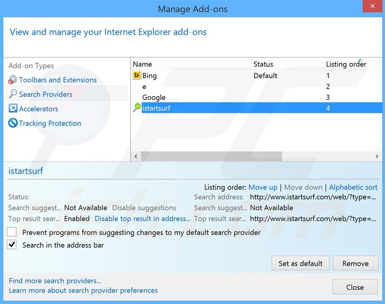 Removendo a motor de busca inicial search.webssearches.com do Internet Explorer