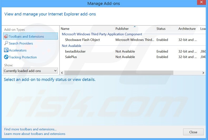 Removendo os anúncios SmartWallet do Internet Explorer passo 2