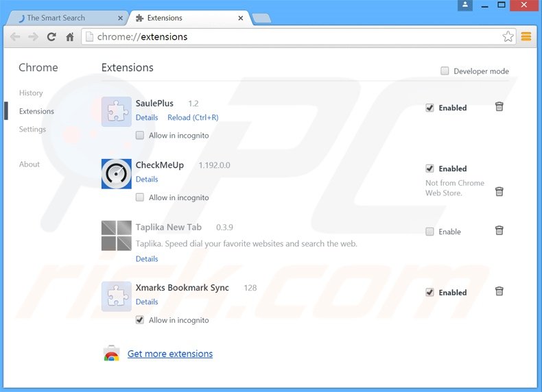 Removendo as extensões relacionadas a thesmartsearch.net do Google Chrome