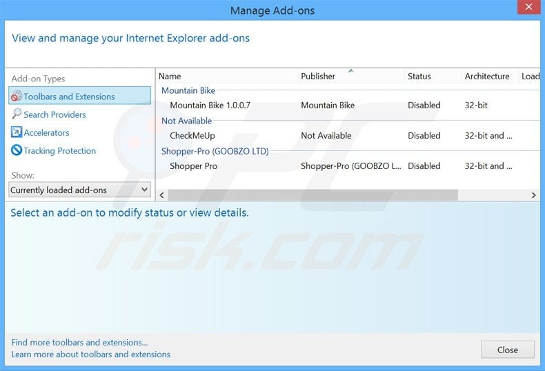 Removendo os anúncios websmart app do Internet Explorer passo 2