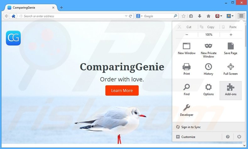 Removendo os anúncios ComparingGenie do Mozilla Firefox passo 1