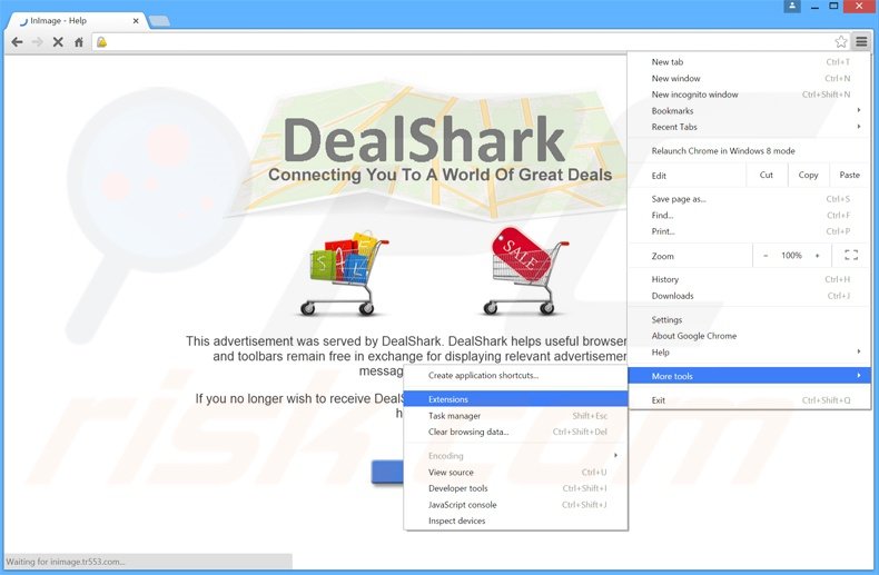 Removendo os anúncios DealShark do Google Chrome passo 1