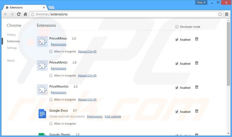 Removendo os anúncios Desktop Search de Google Chrome passo 2