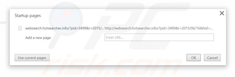 Removendo websearch.hotsearches.info da página inicial do Google Chrome