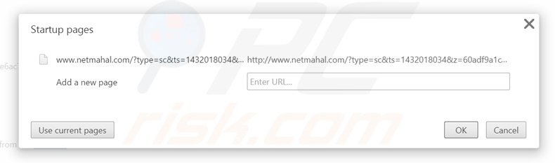 Remova a página inicial netmahal.com do Google Chrome