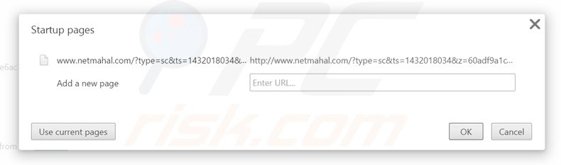 Remova a página inicial netmahal.com do Google Chrome