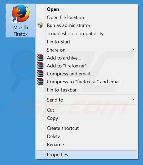 Removendo netmahal.com do atalho do Mozilla Firefox passo 1