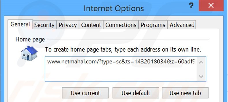 Removendo a página inicial netmahal.com do Internet Explorer