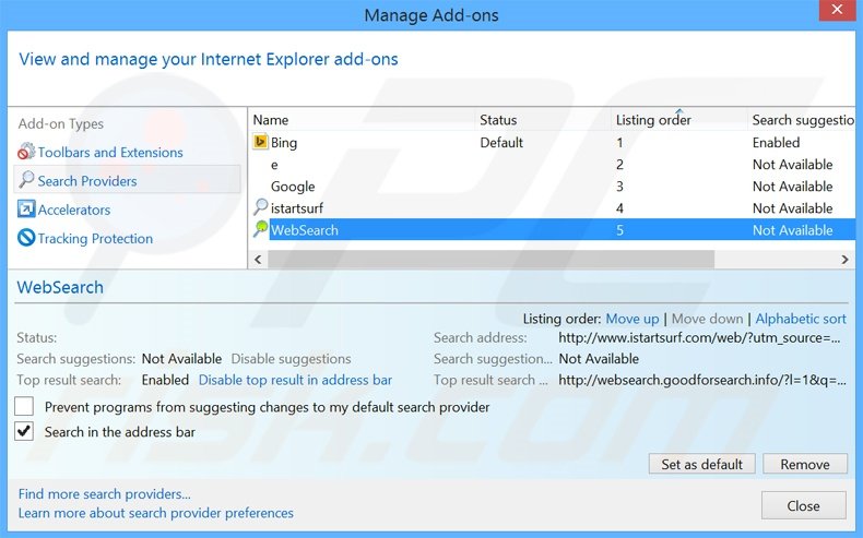 Removendo a motor de busca inicial netmahal.com do Internet Explorer