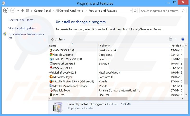 desinstalar o sequestrador de navegador netmahal.com via Painel de Controlo