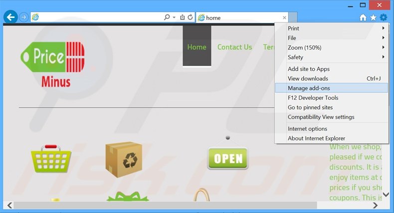 Removendo os anúncios PriceMinus do Internet Explorer passo 1