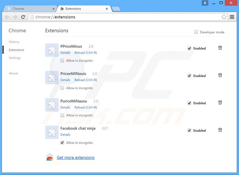 Remova o redirecionamento websearch.searchtotal.info das extensões do Google Chrome.