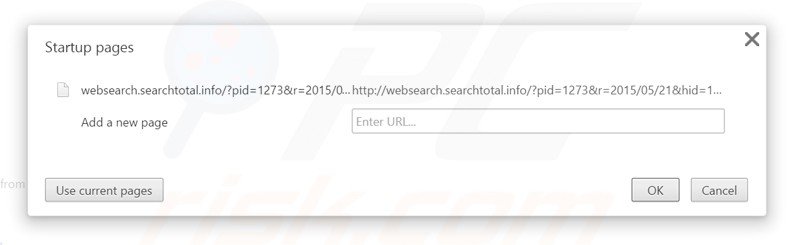 Removendo websearch.searchtotal.info da página inicial do Google Chrome