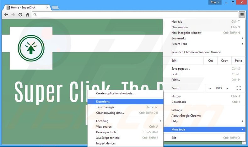 Removendo os anúncios SuperClick do Google Chrome passo 1