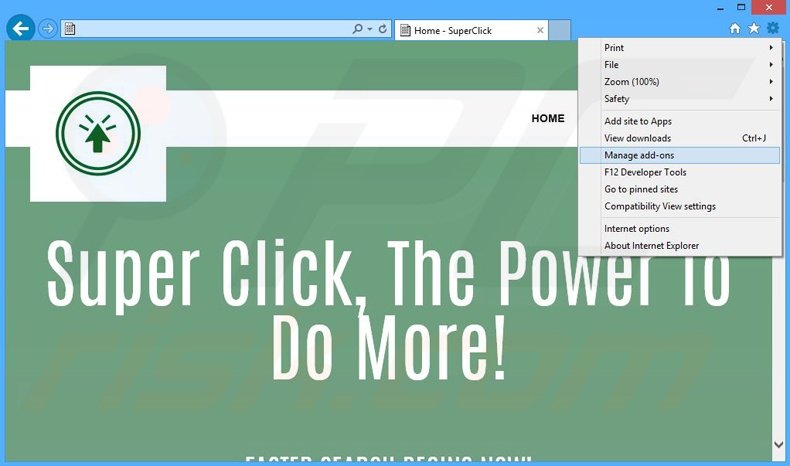 Removendo os anúncios SuperClick do Internet Explorer passo 1