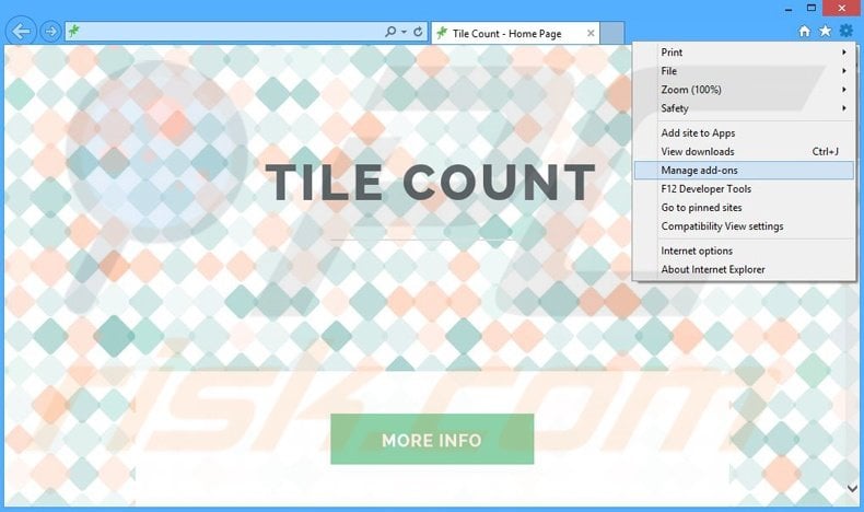 Removendo os anúncios Tile Count do Internet Explorer passo 1