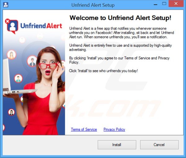 instalador do adware Unfriend Alert