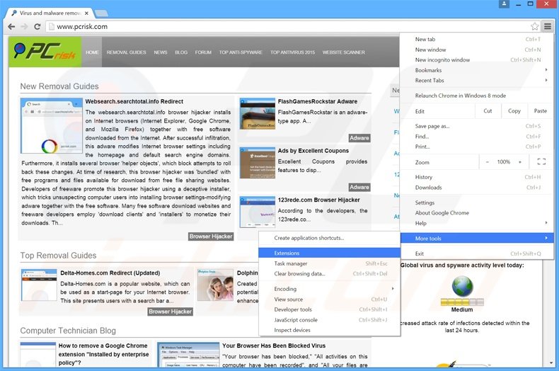 Removendo os anúncios Windesk Winsearch do Google Chrome passo 1