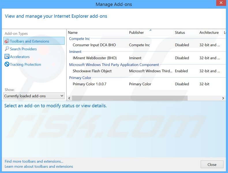 Removendo os anúncios Windesk Winsearch do Internet Explorer passo 2