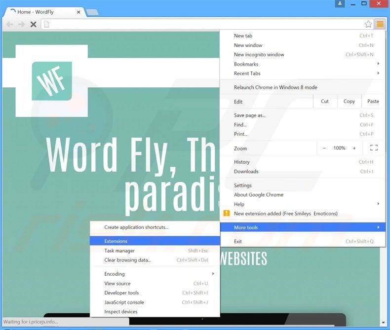 Removendo os anúncios WordFly do Google Chrome passo 1