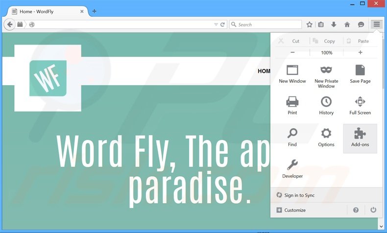 Removendo os anúncios WordFly do Mozilla Firefox passo 1