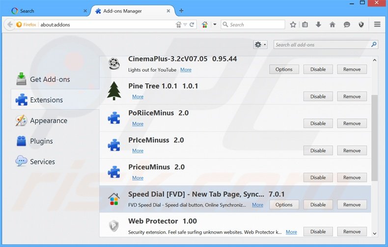 Removendo as extensões relacionadas a yousearch.me do Mozilla Firefox