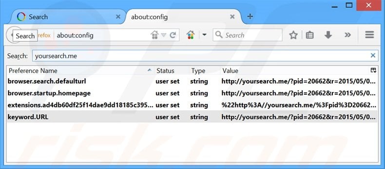 Removendo a página inicial yousearch.me e motor de busca padrão do Mozilla Firefox