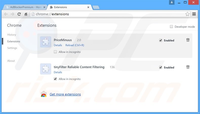 Removendo os anúncios AdBlockerPremium de Google Chrome passo 2