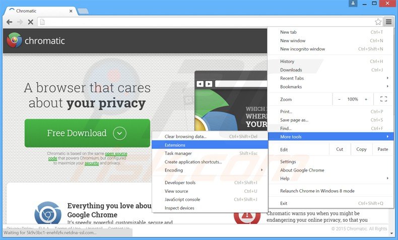 Removendo os anúncios Chromatic do Google Chrome passo 1